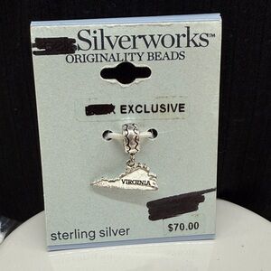 ⭐️Sterling silver Silverworks Virginia slider charm Pandora style bead NWT